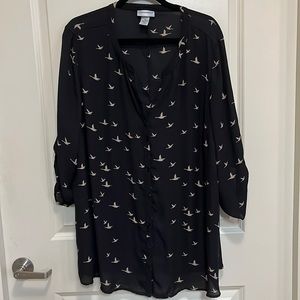 Black semi sheer flowy top